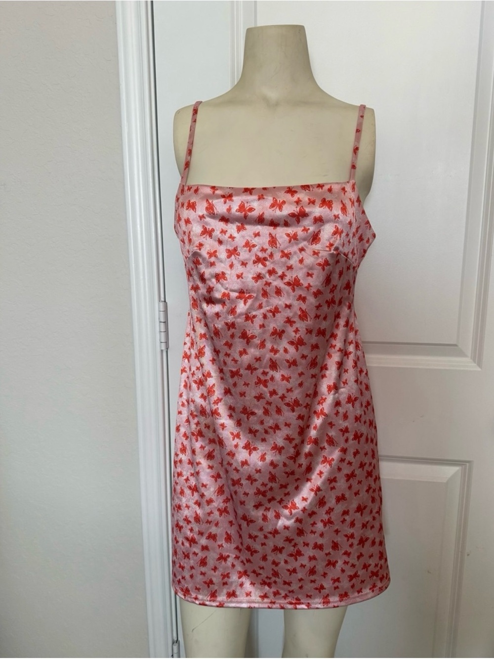 Urban Outfitters Pink Satin Butterfly Slip Dress